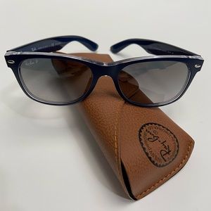 Ray-Ban New Wayfarer 55mm Matte Navy on transparent with Polarized gradient lens